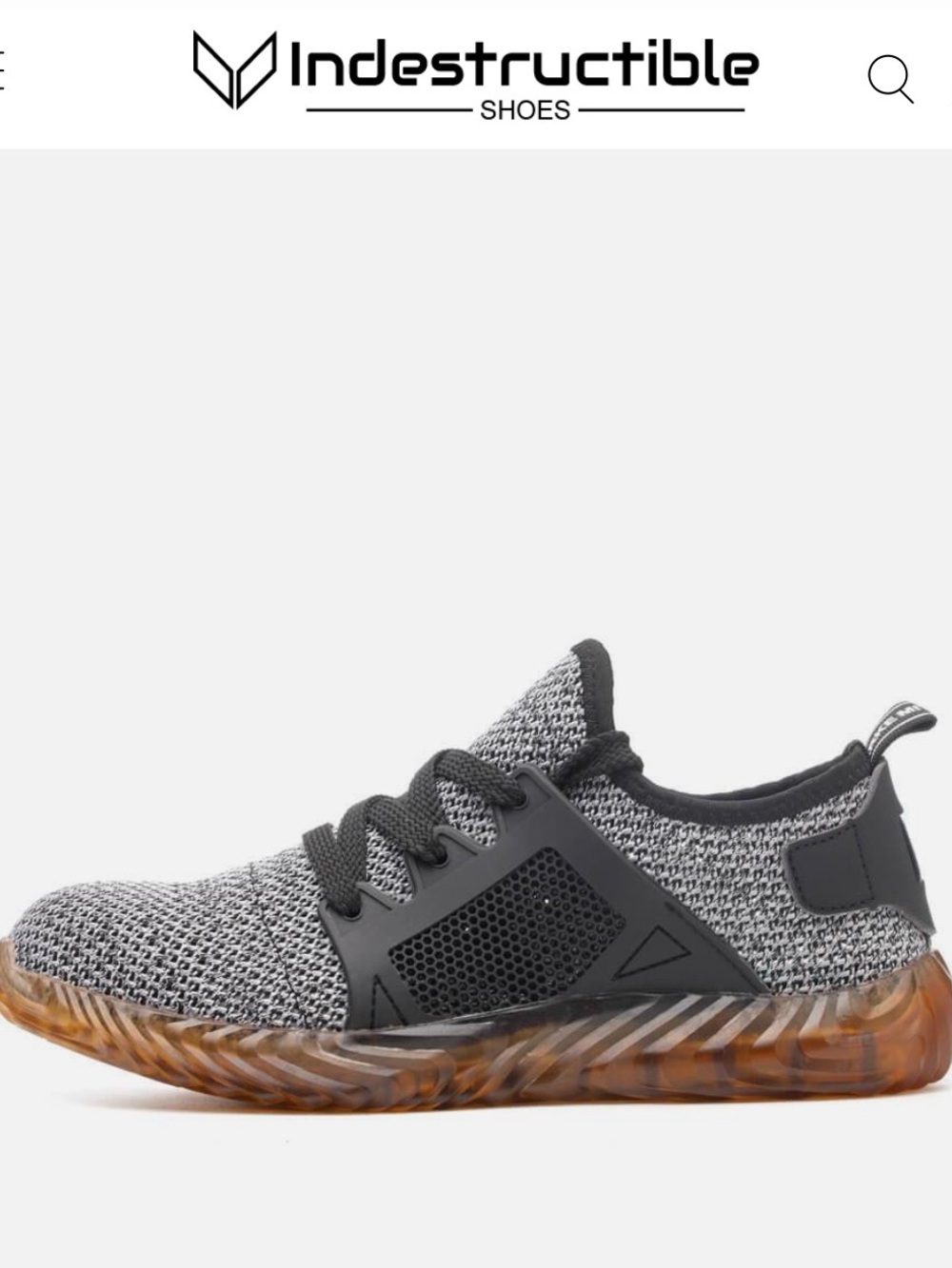 Lightweight Knit Steel Toe Sneakers - Black & Gray - US Wo 6.5 - Indestructible